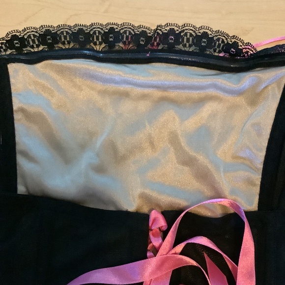 Cacique Black Beige Pink Bustier Corset Lace Up Top Sz 22/24 - Picture 9 of 9